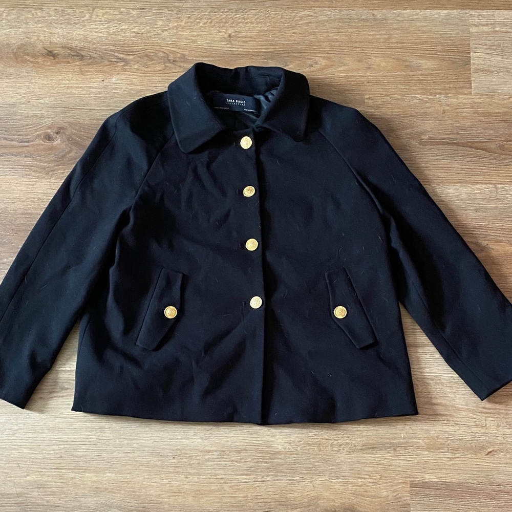 Zara Black Coat with Gold Buttons